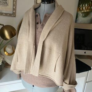Cashmere cropped shawl cardigan